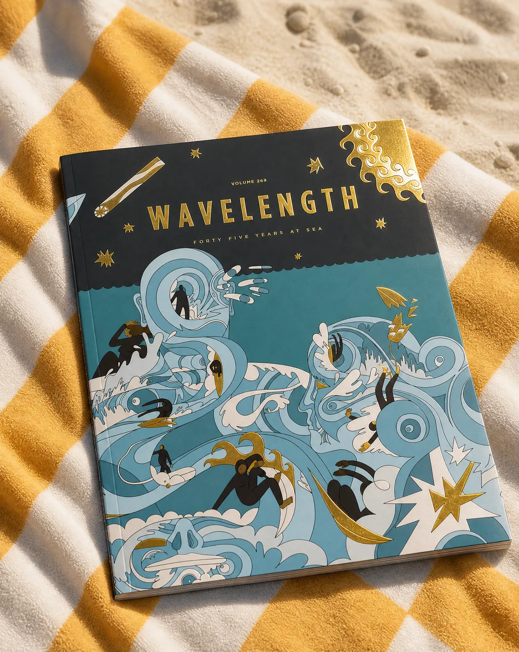 Couverture jaune de Wavelength Surf Magazine
